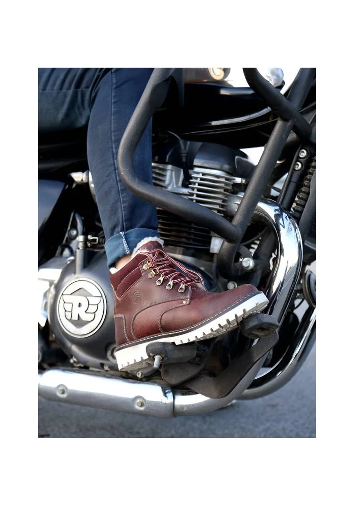 Bacca Bucci Maroon Moscow Leather Biker Boots with Fur for Hiking for Men | Best Price UAE